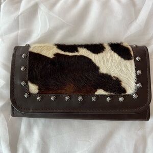 American West Brown and Black Cowhide Clutch